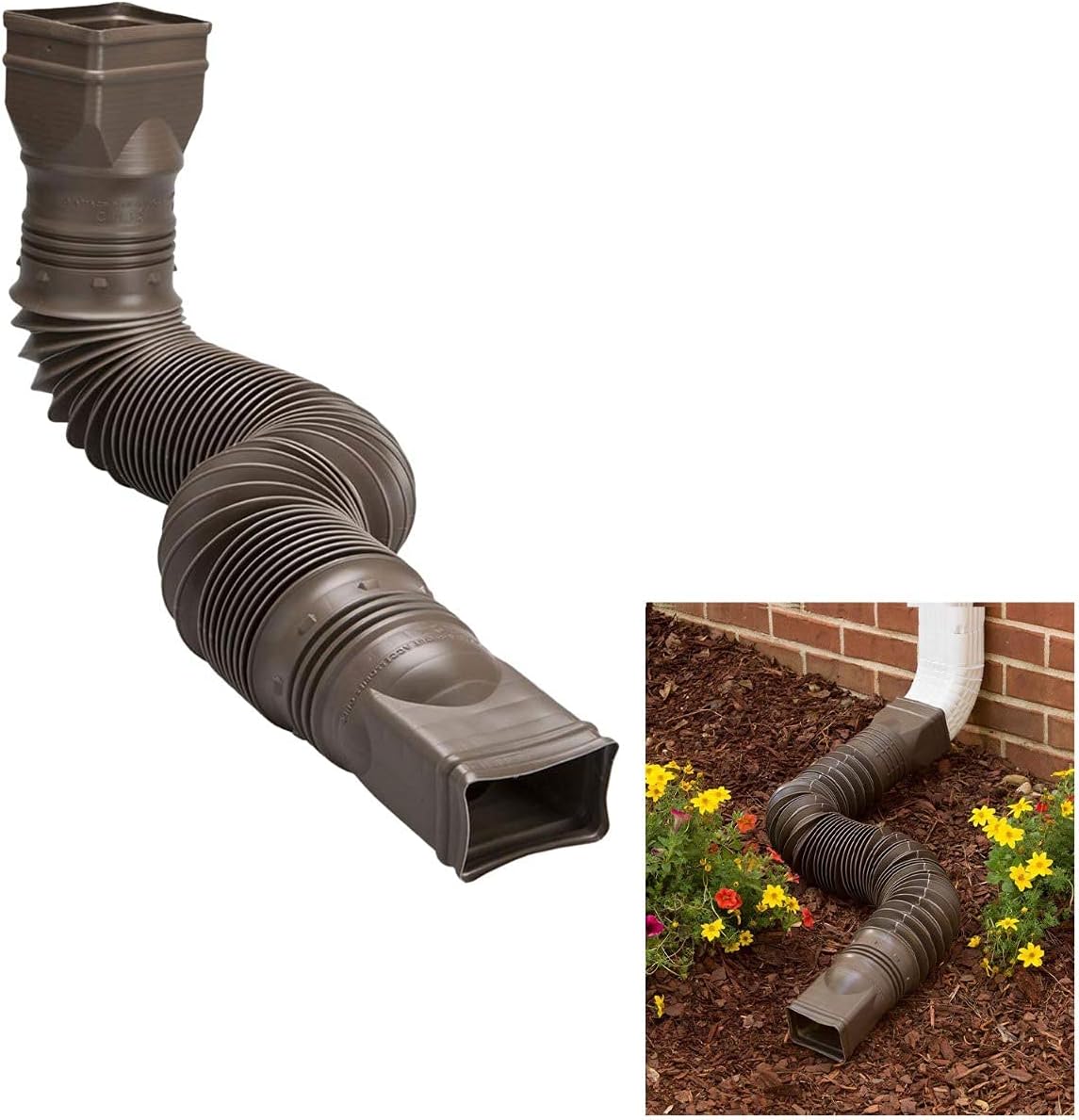 Amerimax Brown Flexible Downspout Extension Gutter Connector Rainwater Drainage