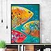 Produktbild QAZEDC Leinwand Gemälde Leinwand Kunst Wilde Tiere Wandmalerei Bunte Fischöl Leinwand Malerei Dekoration Druckplakat Kunst für Wohnzimmer-60x80cm