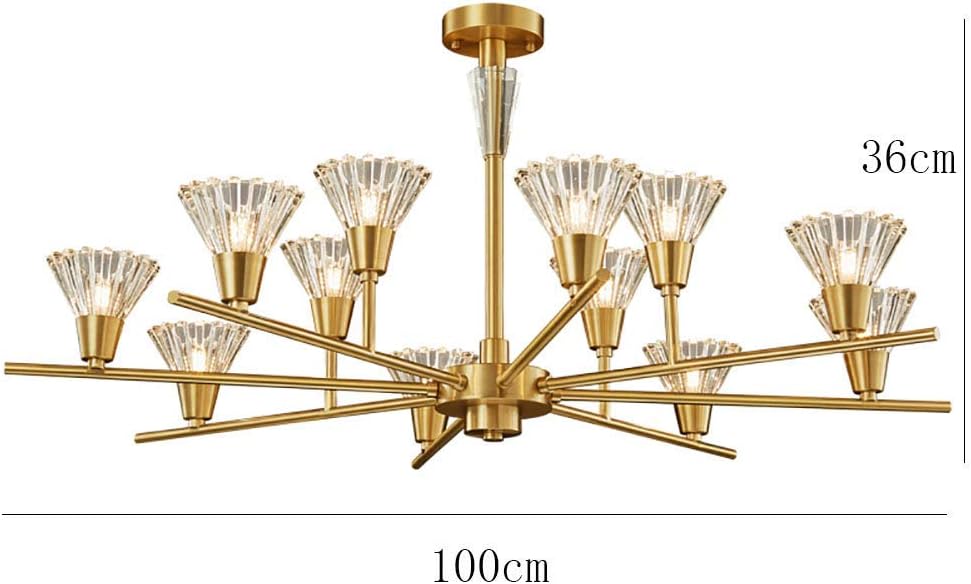Crystal Chandeliers Vintage Classic Pendant Light Brushed Brass Modern Lighting Fixtures 6 Lights Ceiling Light Fixture for Living Room Bedroom Restaurant,Copper,12 Lights