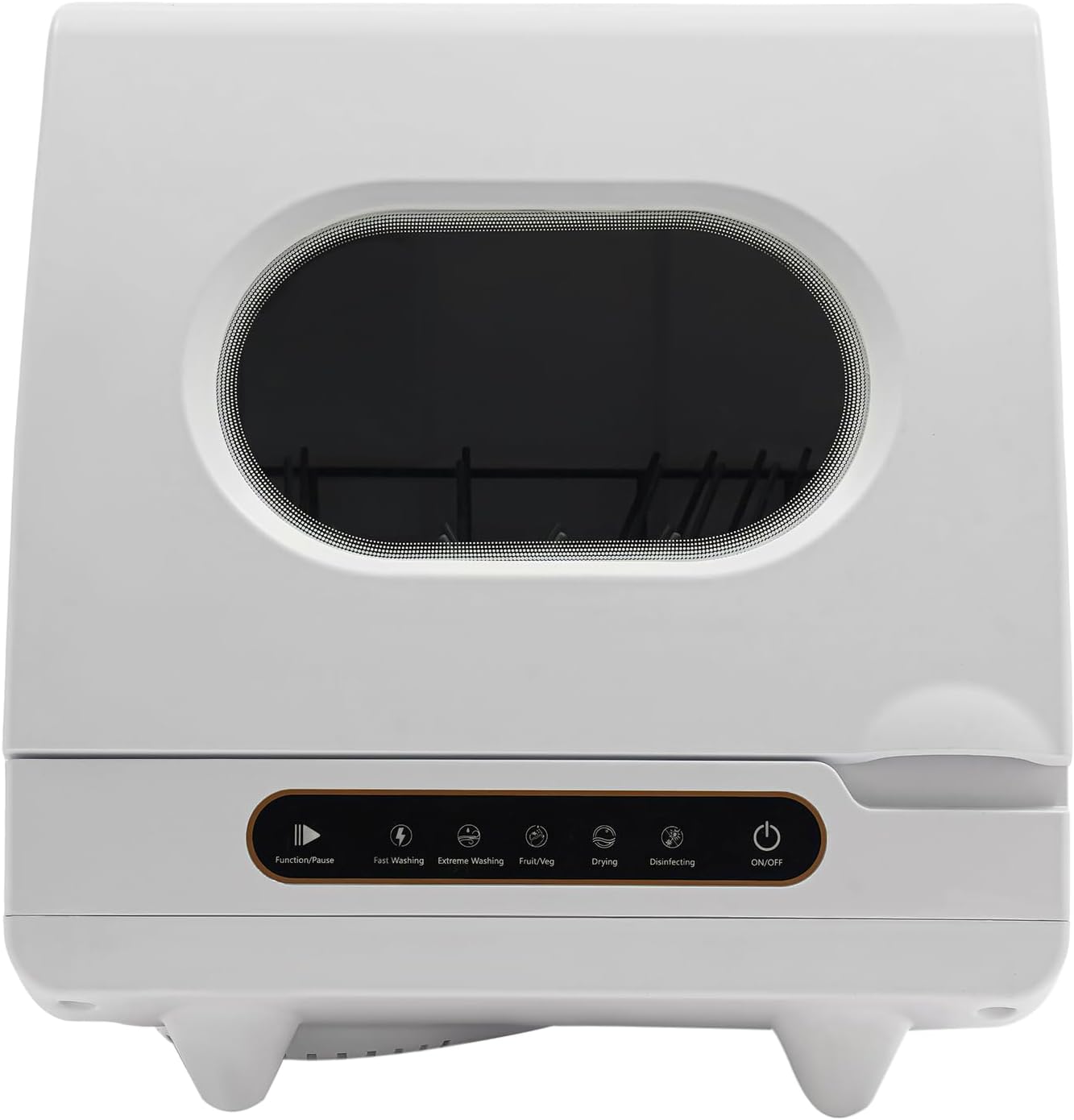 Portable Dishwasher, 5 Washing Programs Compact Automatic Dishwasher with 12 Spouts 360° Cleaning, Ozone Sterilization, 6-Set Capacity, 55dB Low Noise & Glass Door