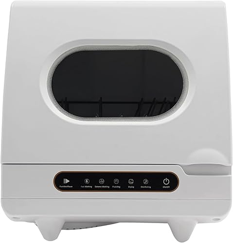Lavavajillas portátil, 5 programas de lavado, lavavajillas automático compacto con 12 boquillas de limpieza de 360, esterilización con ozono,