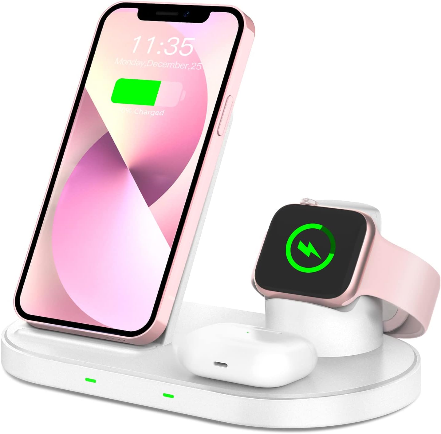 WAITIEE Wireless Charger -3 in 1 15W Fast Charging Station for iPhone 13/12 /11 Series/XS/Max/XR/XS/X/8 Plus/Samsung Galaxy and iWatch SE/6/5/4/3/2 & AirPods 2 / Pro(No Watch Charging Cable)