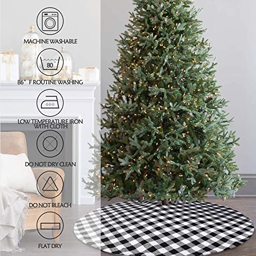 B-Cool Cotton Tree Skirt Christmas Black White Tree Skirt Holiday Party Tree Skirt 48 Inch Buffalo Plaid Tree Skirt Double Layers Thick Tree Skirt For Christmas Tree #TOP4