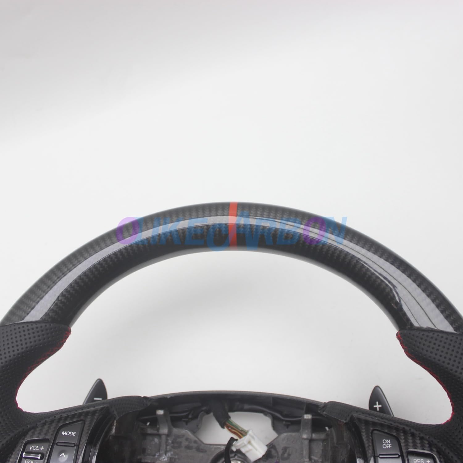 Replacement D Shape Leather Real Carbon Fiber Steering Wheel Compatible With Hyundai Genesis Coupe 2010-2016 (With Buttons Paddles)