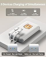 Vista 5 de GOODaaa Cargador portátil, paquete de 3 cables integrados de banco de energía delgado de 10000 mAh, 3 salidas 1 entrada para todos los dispositivos