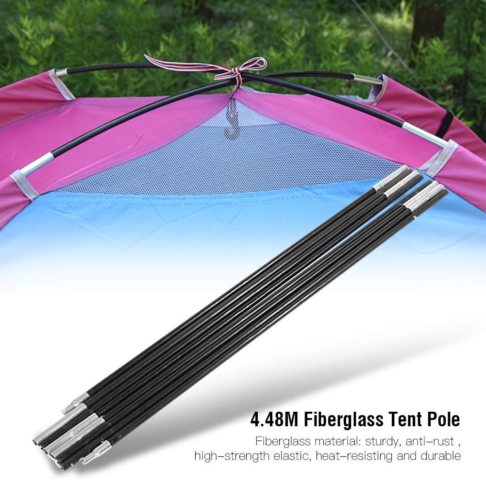 ZJchao Fiberglass Telescopic Tent Poles, Black, 189in, 2 Pack, for 5-6 Person Tents