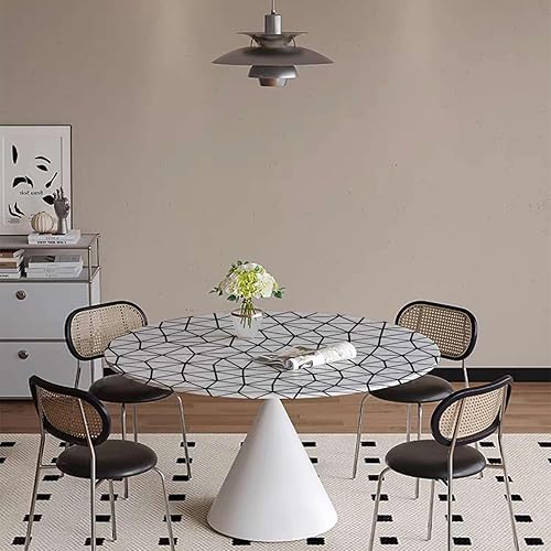 OmerSa Space Vortex Natural Geometry Myth Form Round Tablecloth Washable Polyester Geometrty Table Cover Rural Farmhouse Kitchen Coffee Table Cover