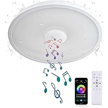 Smart Waterproof LED Flush Mount Ceiling Light Fixture,11 inch 18W,with Bluetooth Speaker,RGB Color Changing Function- Dimmable Lamp,Tuya Application Control-Compatible with Alexa Google Home