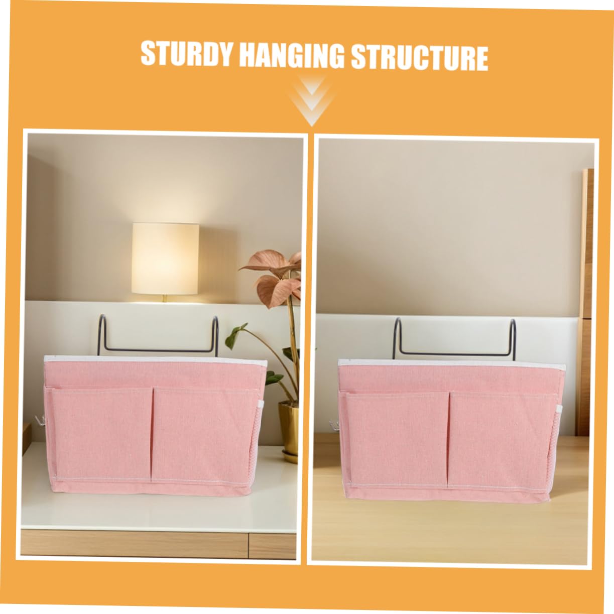 2pezzi Borsa Portaoggetti Sospesa Parete Organizer da Appendere Sul Comodino Cesto Portaoggetti in Tessuto per Libri Riviste e Oggetti Vari Pratico per Dormitorio e Camera