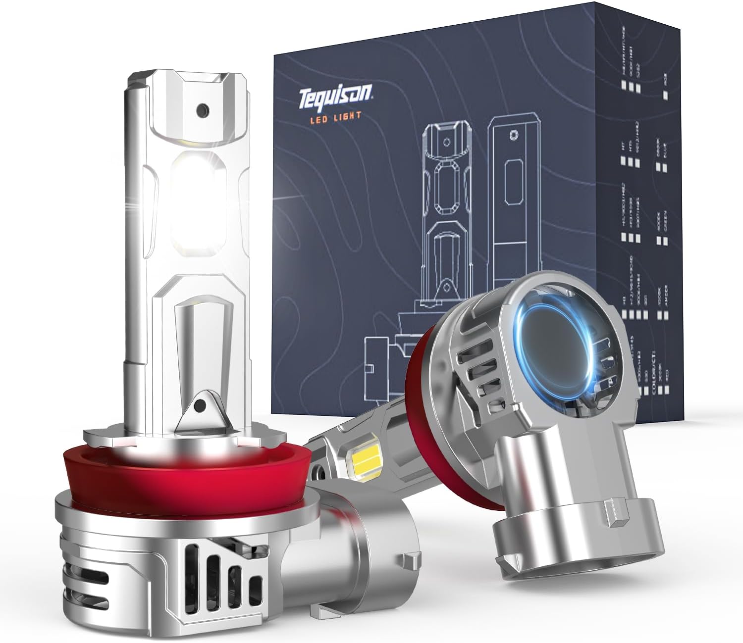 H11/H8/H9 Bulbs, 800% Ultra Bright Fog Lights, 50,000LM 6500K Cool White with 14000RPM Fan, IP68 Waterproof, 1:1 Size, Plug-N-Play, Canbus Ready (2-Pack)