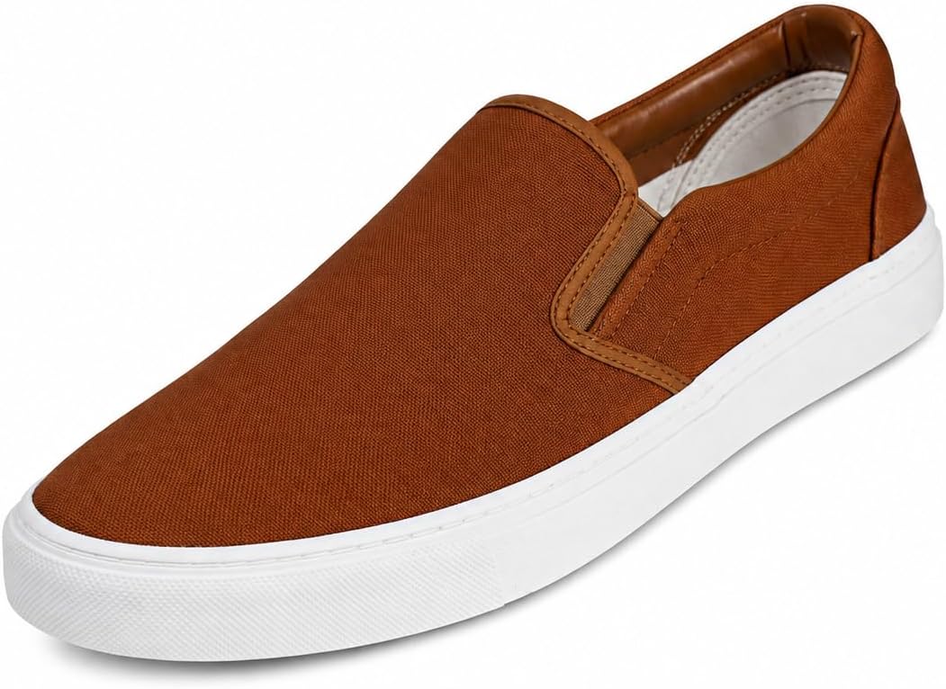 Men's Canvas Slip On Shoes for Men | Laceless, Low Top, Slip On Sneakers Mens, Padded Insole, Rubber Sole