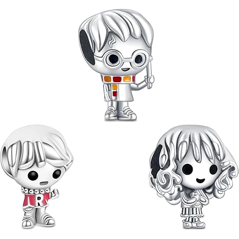 Doyafer 925 Sterling Silver Charms Iron Cool Man Golden Bear Cute Mouse Beads For Women Bracelets Necklace Gifts for Family and Friends 3 Piece/Package