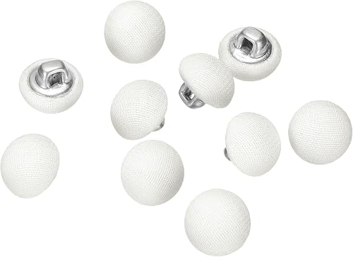 HARFINGTON 10pcs 16L Fabric Cloth Covered Button 10mm 3/8" Metal Shank Round Sewing DIY Buttons Craft Replacement Button for Sewing Clothing Suits Coats Blouses Sweaters, Cream White