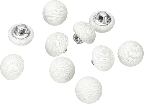 HARFINGTON 10pcs 16L Fabric Cloth Covered Button 10mm 3/8" Metal Shank Round Sewing DIY Buttons Craft Replacement Button for Sewing Clothing Suits Coats Blouses Sweaters, Cream White