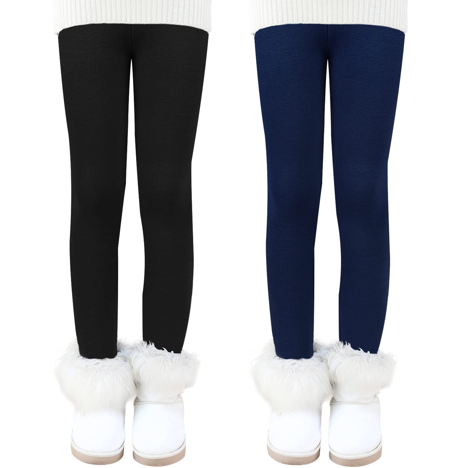 Auranso Mädchen Thermo Leggings Kinder Gefüttert Winter Thermohose 2er