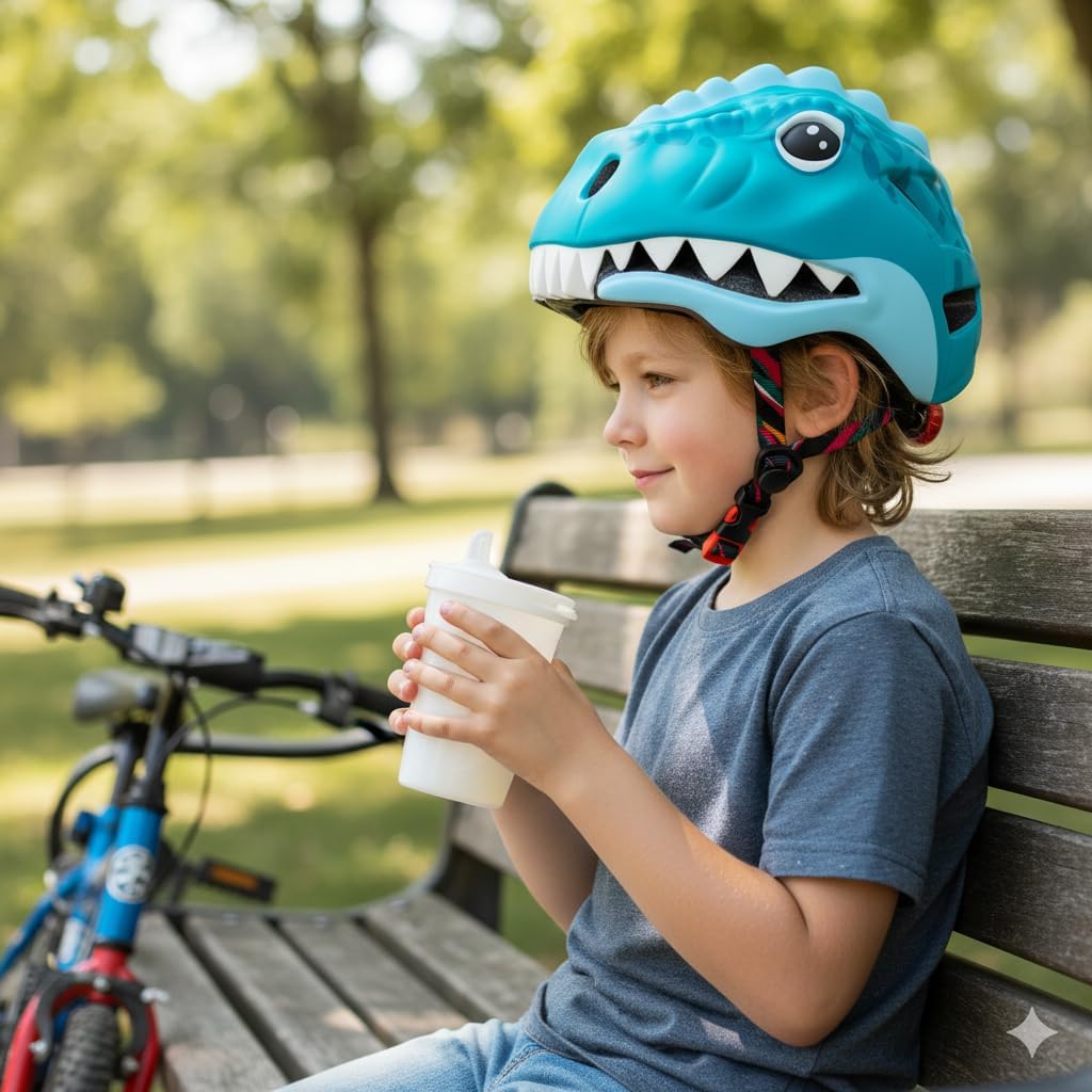 KINGBIKE Toddler Helmet for Boys Girls Ages 2-8 Kids Bike Helmet Lightweight Dinosaur Helmets with LED Light for Skateboard Scooter Cycling Roller Skating