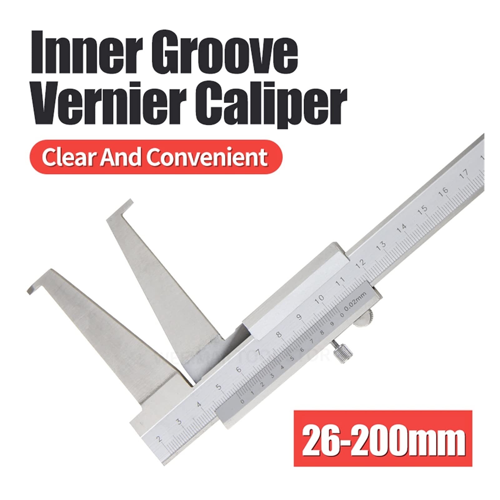 Calibrador digital, 26-200 mm Diámetro interno Calibradores Groove interior Vernier Calibrador de acero inoxidable Herramienta medición diámetro 10-160(26 200 Inside Groove)