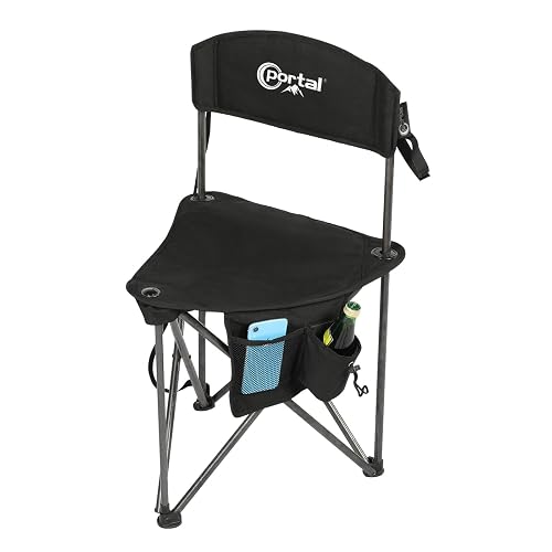 PORTAL Extra Large Quick Folding Tripod Stool with Backrest Fishing