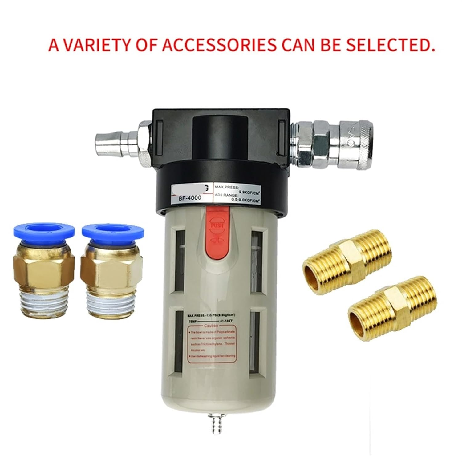 BF4000 1/2 INCH Air Source Treatment Pneumatic Component Filter Oil-Water Separator Air Compressor Filter 1Pcs(Only BF4000)