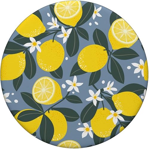 Miniatura 3 de Azul - Amalfi Limón Flor Verano Citrus Fruit Patrón PopSockets Intercambiable PopGrip