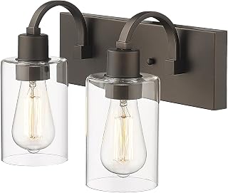 Emliviar Vanity Light for Bathroom - 2-Light Wall Sconce Lighting in Oil Rubbed Bronze Finish with Clear Glass, YCE237B-2W ORB