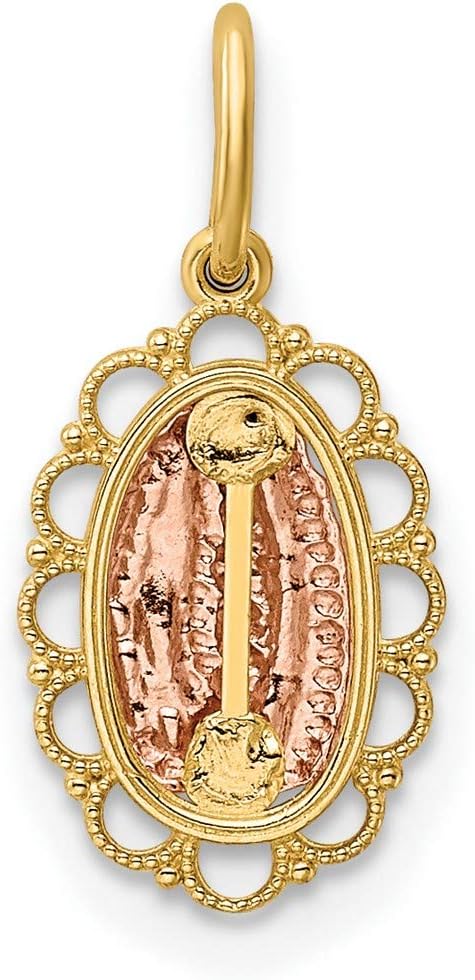 Our Lady of Guadalupe Oval Dangle Pendant in Real 14k Gold - Image 4