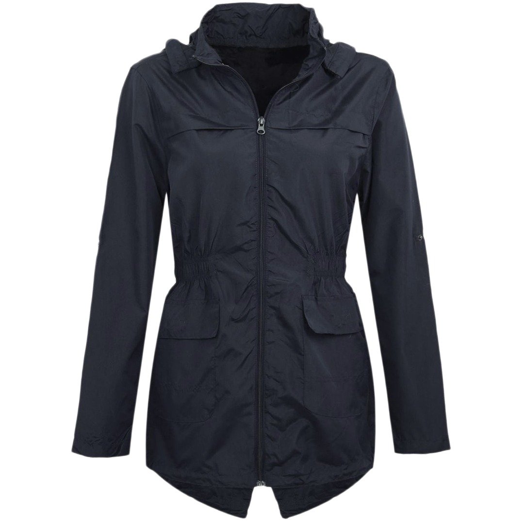 Myshoestore Boys Navy / Plain Kids Children Girls Rain Mac Outdoor Kagoul Kagool Cagoule Kag Raincoat Festival Showerproof Rain Coat Fishtail Festival Parka Hooded Lightweight Shower Proof Jacket Size