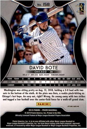 Miniatura 2 de 2019 Panini Prizm Pink Prizm #158 David Bote Chicago Cubs Baseball Card