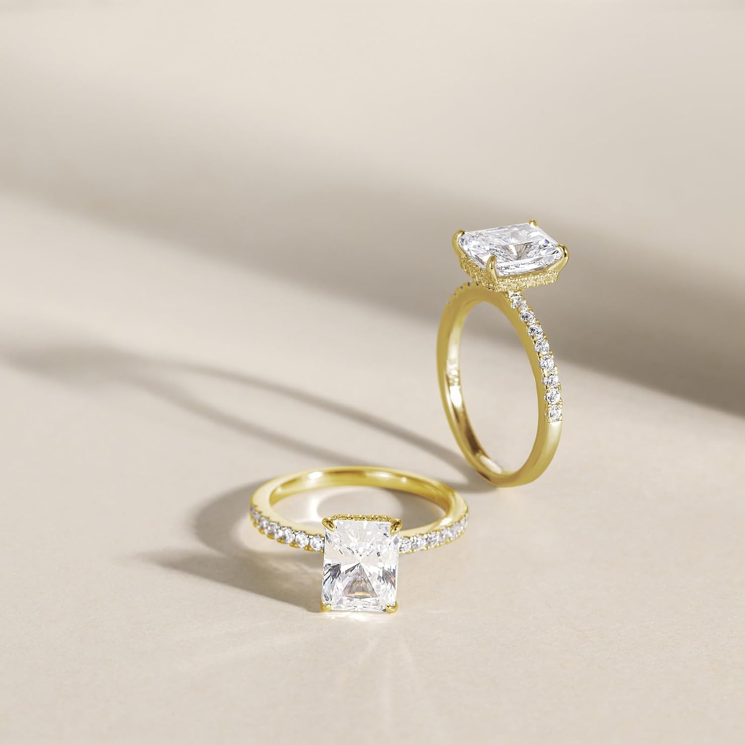 EAMTI 1/2/3/4CT 925 Sterling Silver Engagement Rings Radiant Cut Solitaire Cubic Zirconia CZ Wedding Promise Rings for Her Wedding Bands for Women Size 3-11 - Image 3