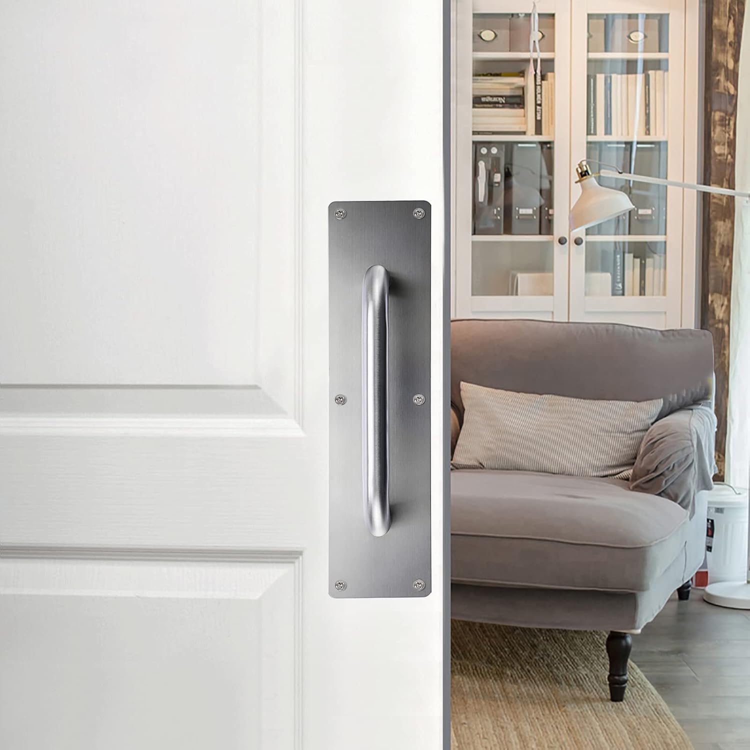 Sumnacon 4PCS Stainess Steel Door Push Plates,Sturdy Door Handle Plates with Screws, Solid Door Pulls for Home Office Public Commercial Places,Silver