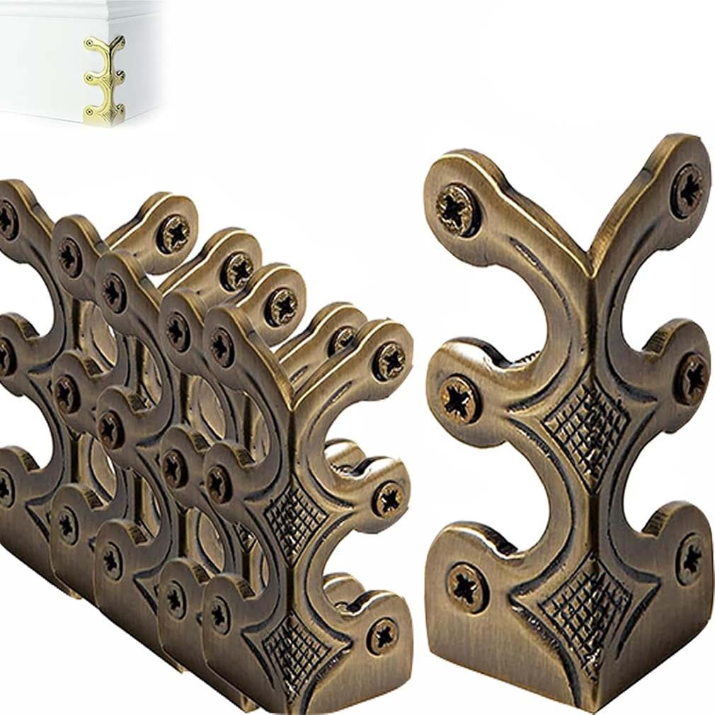 LUCKKY 5PCS Skiffers Baseboard Corner Protectors, Solid Brass Skirting Board Corner Protectors, Vintage Metal Corner Protector for Baseboards (Bronze)
