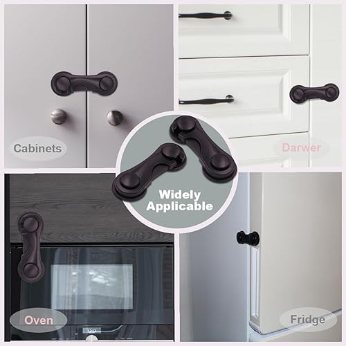 Miniatura 3 de Cerraduras de gabinete para seguridad de bebés y niños, paquete de 4 cierres a prueba de niños con adhesivo para cajones armarios y puertas de