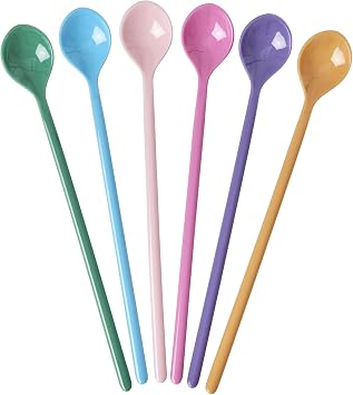 RICE BY RICE Long Spoon Set, 19cm, Colorful assorted, 6
