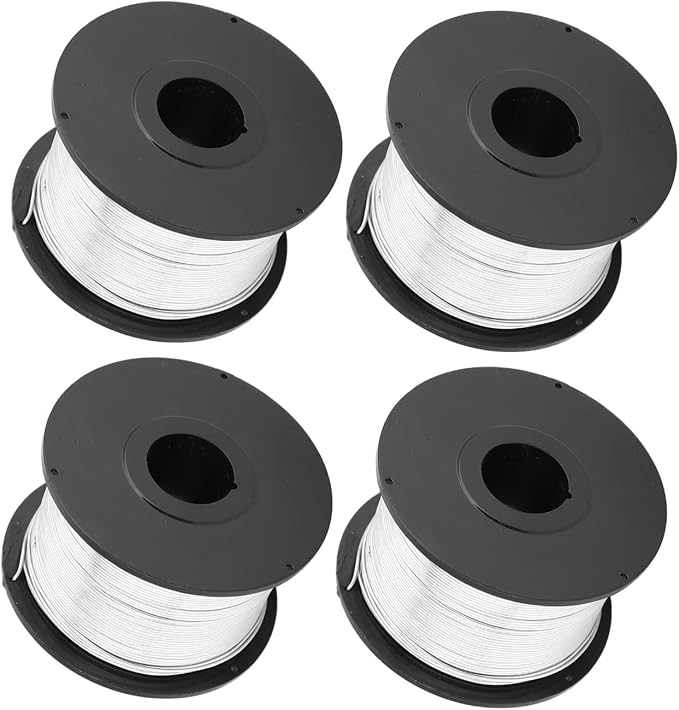 Alambre de acero para atar, paquete de 4 rollos de 110 m cada uno, diámetro 0,8 mm, acero bajo en carbono, suave, flexible y duradero, para máquinas automáticas de atado en construcción y refuerzo miniatura 7