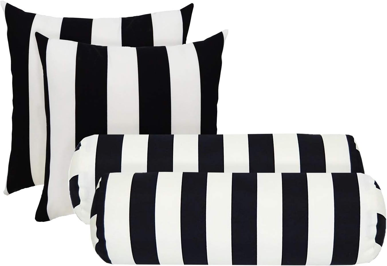 RSH DECOR Indoor/Outdoor Decorative Pillow Sets - Choose Color and Quantity (Black/White Stripe, 4)