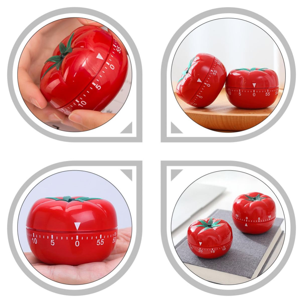 UKCOCO Mechanischer Küchentimer Praktischer Küchentimer in Tomatenform 2 Stück aus Pp Batterie mit Alarm für Präzise Garzeit Beim Kochen
