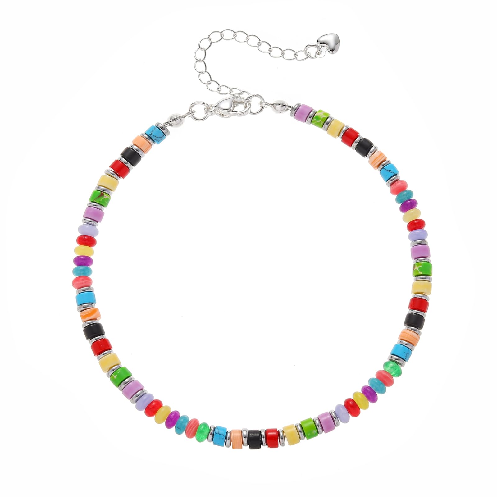 XIJIN Natural Stone Beaded Anklets for Women Handmade Beach Boho Turquoise Beads Ankle Bracelet Jewelry Gift for Her