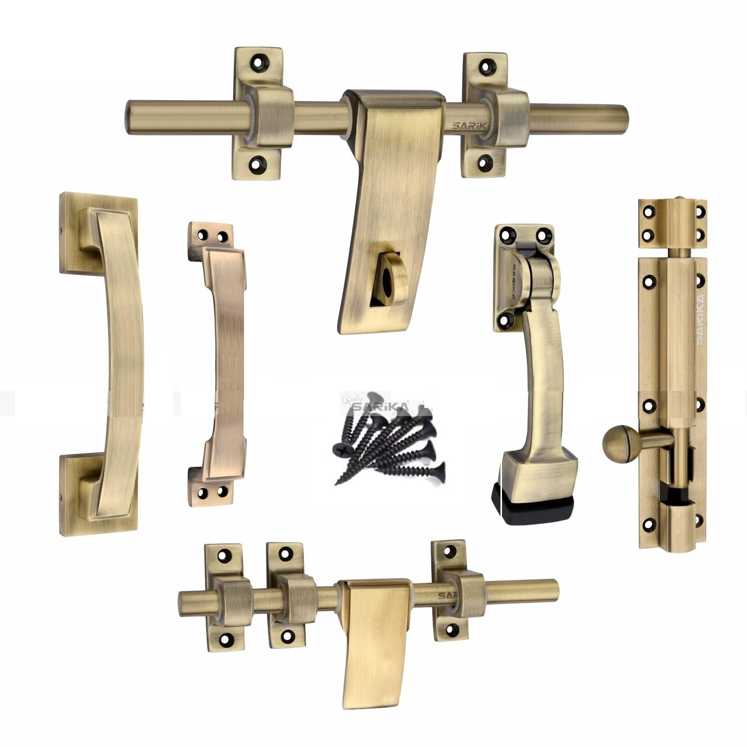 ESPANO INDIA Zinc Alloy Heavy Single Door Fitting Accessories Full Set/Kit [ 1 Aldrop, 1 Latch, 2 Handles, 1 Tower Bolt and 1 Door Stopper,10 Inch,Antique Glossy [ Altis] ] (B0CN198JRS) Amazon Price History, Amazon Price Tracker