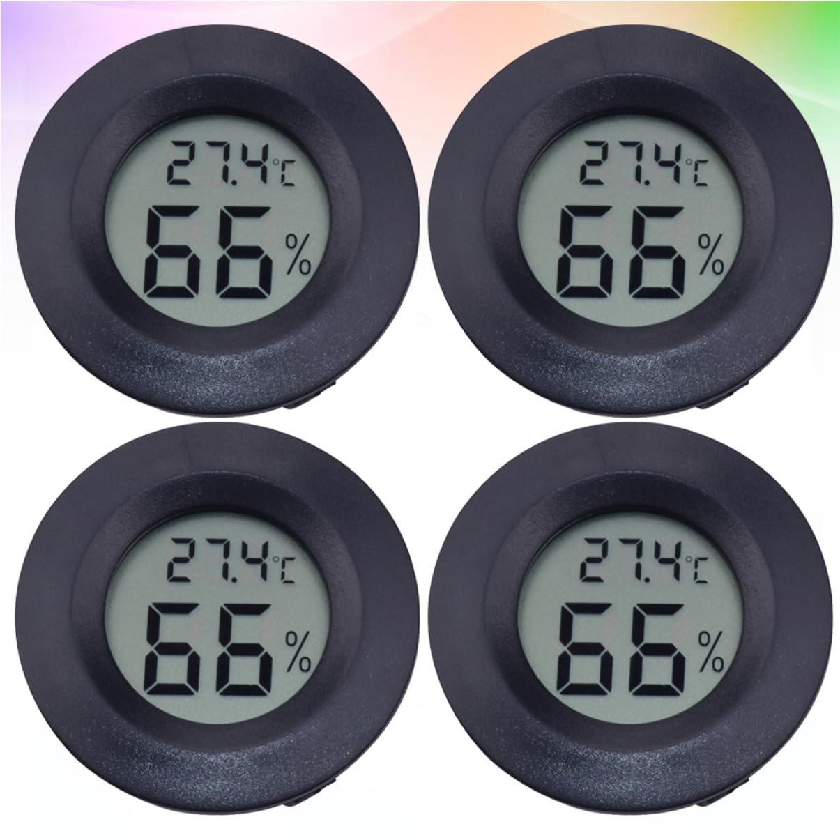 ibasenice 3 Series Termómetro Terrario Monitor De Acuario Reptil Medidor De Humedad Medidor De Temperatura De Humedad Redondo Indicador De Humedad Interior Black 4 Piezas*3