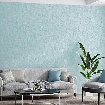 Amazon オシャレ壁紙 モダンでシンプルな純色珪藻泥の壁紙 リビングルームの寝室の家の背景の壁紙 53x1000cm 青い 壁紙
