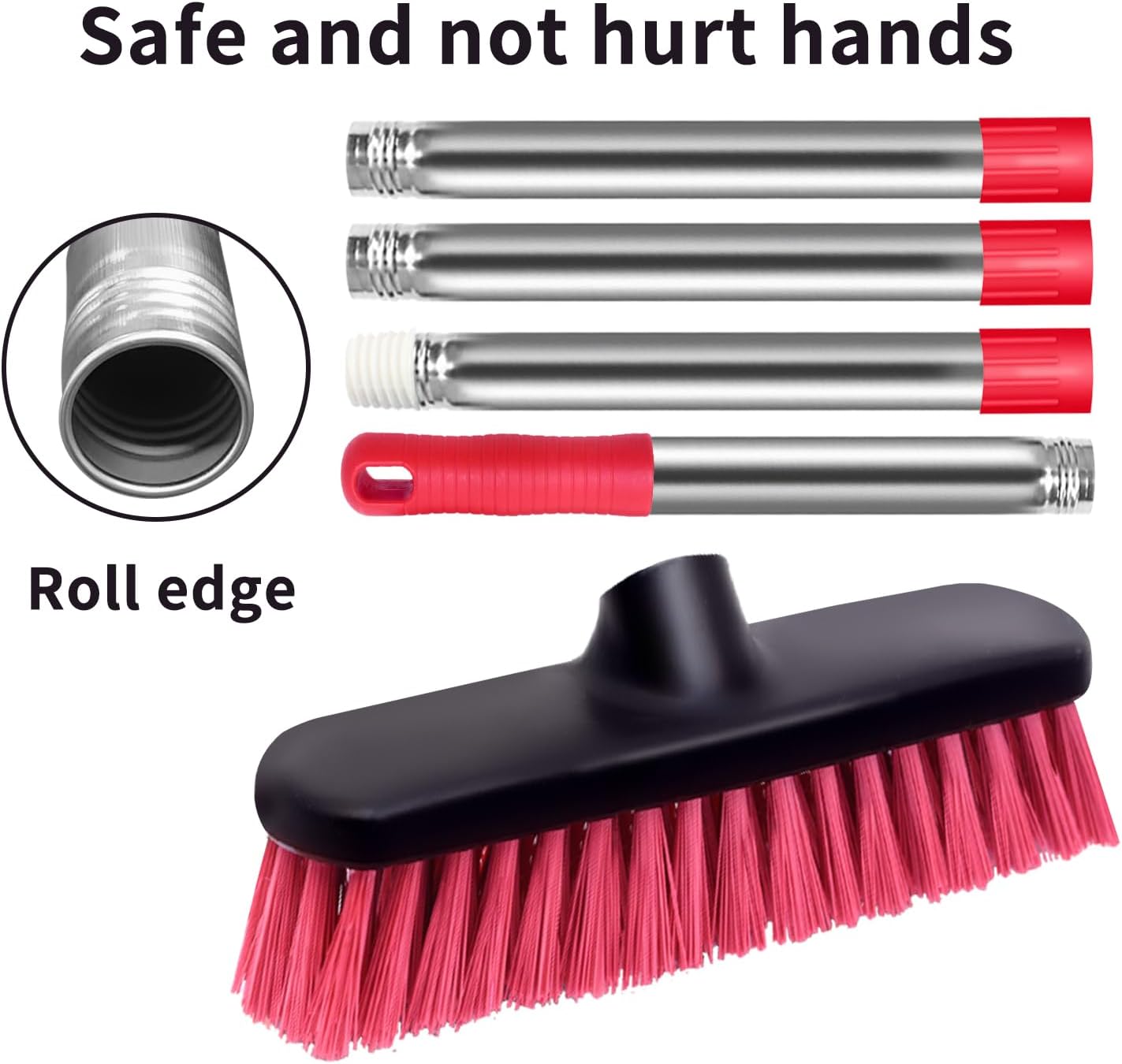 Deck Scrub Brush with Long Handle - 54" Floor Scrub Brush, Adjustable Long Handled Shower Cleaning Brush Garage Floor Scrub Brush for Cleaning Bathroom, Garage, Patio, Kitchen, Tile and Tub