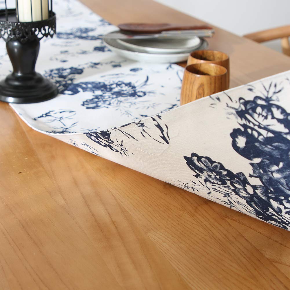 FANSU Runner da Tavola Moderno, Fatto a Mano Cotone e Lino con Nappe Decorazione Nordico Semplice Classico per Tavolo Lungo Decorazioni per la Casa,Matrimonio,Feste (33×180cm,Pentagramma