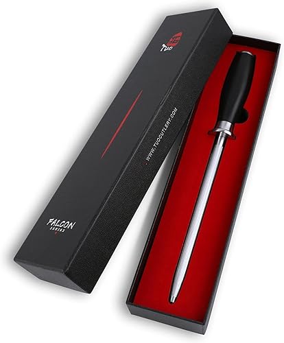 Miniatura 7 de TUO Varilla afiladora de cuchillos, varilla de afilado de 8 pulgadas para afilar cuchillos de cocina, acero de afilado profesional con mango