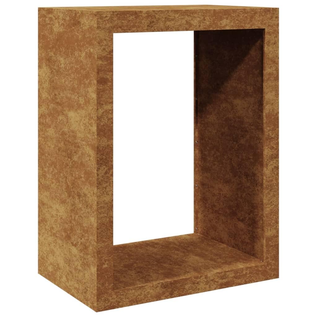 Homgoday Leñero de Acero Oxidado 60x40x80 cm, Soporte para leña, Almacenamiento de Troncos, Estante para leñas, Soportes para leña
