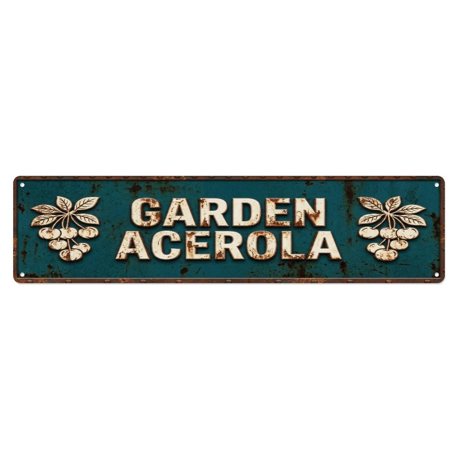 Metal Tin Sign GARDEN ACEROLA Vintage Berry Rustic Farmhouse