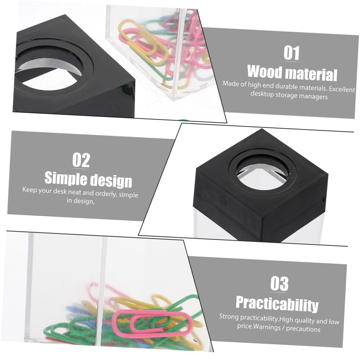 12piezas Caja De Absorción Magnética Soporte Cuadrado Para Clips Organizador De Clips Para Escritorio Almacenamiento Magnético Para Oficina Soporte