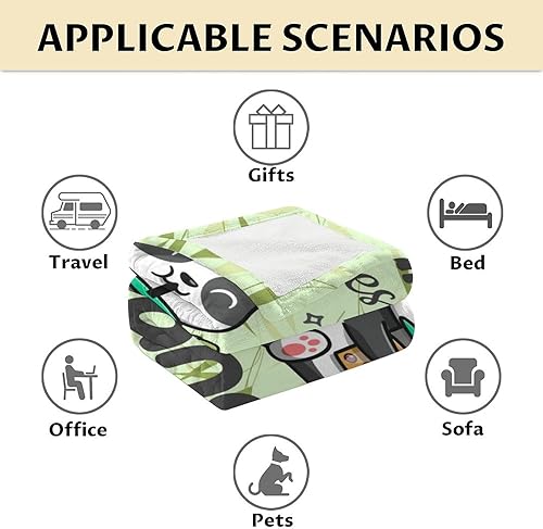Miniatura 123 de Manta de panda personalizada con nombre, 30 x 40 pulgadas, bonita manta para niños, mantas de felpa suave colorida para sofá, oficina