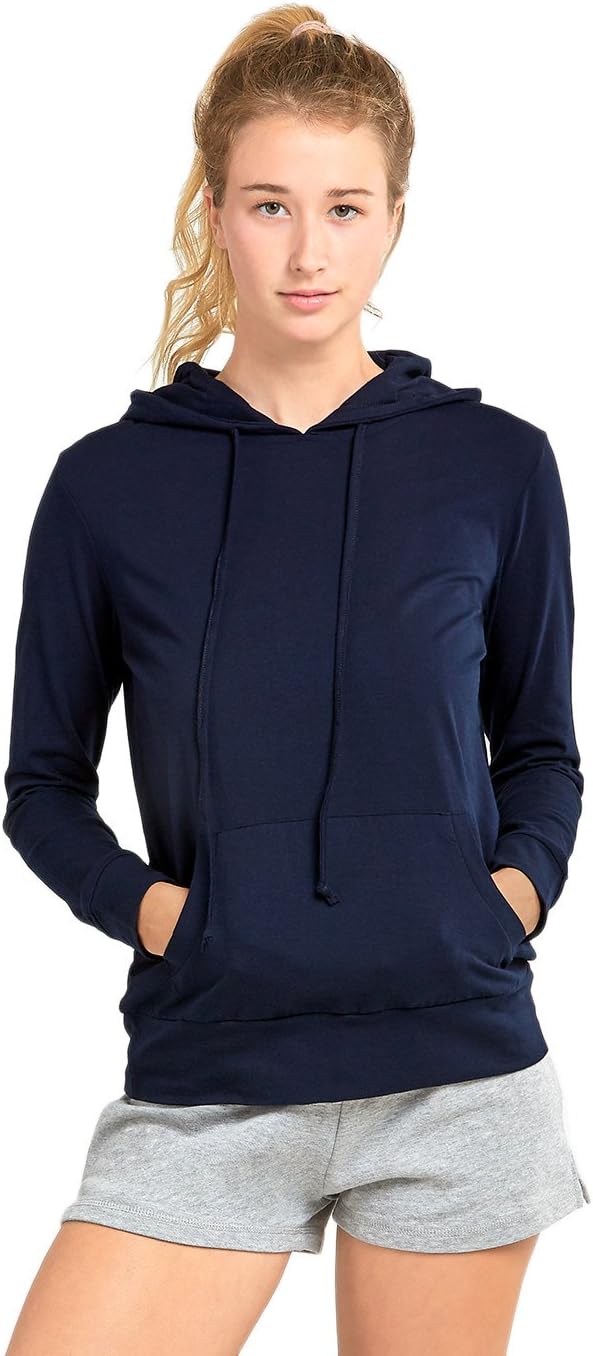 Sofra Women's Thin Cotton Pullover Hoodie Sweater (M, Navy - 1)