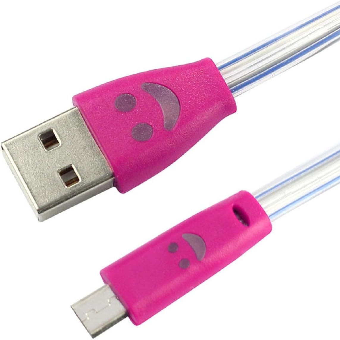 Coromose Smile LED USB Charger Cable for Samsung Galaxy S3 S4 I9500 (Hot Pink)