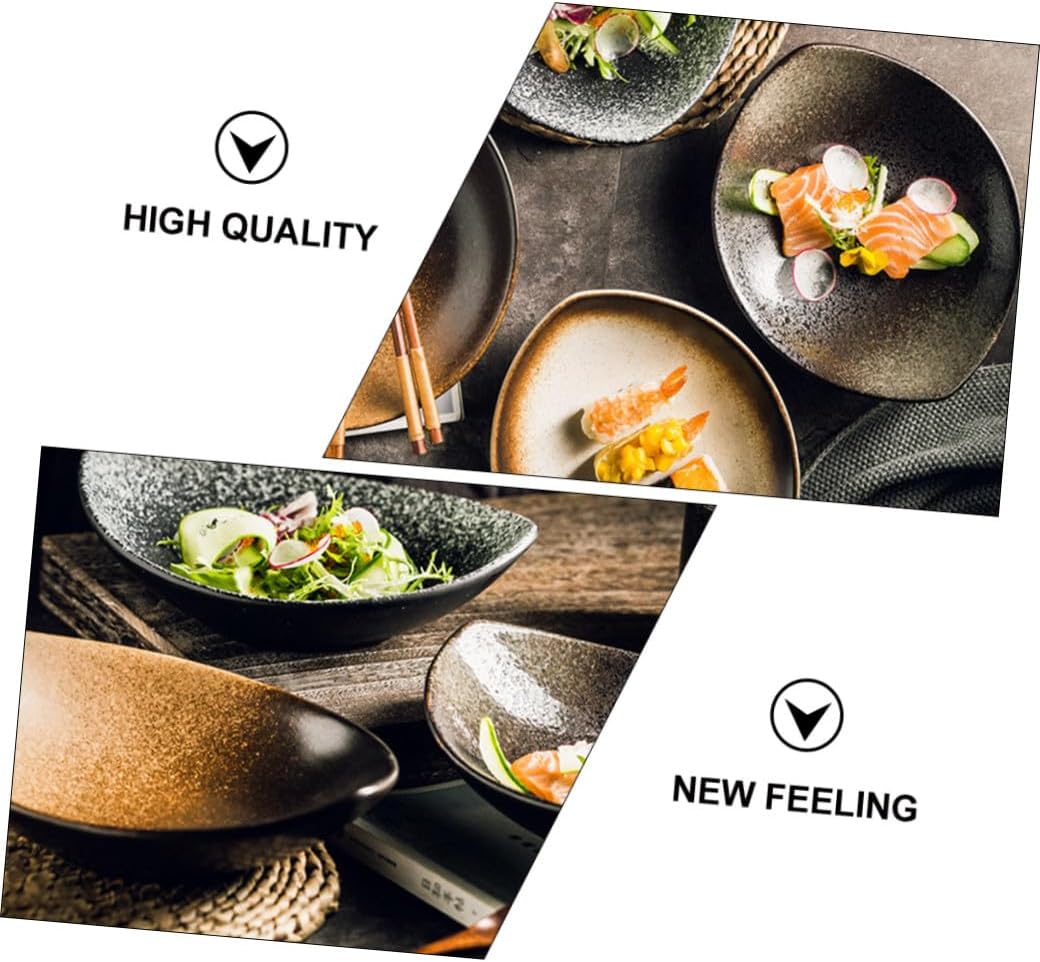 1Pc Japanese Style Ceramic Food Dish Black Marble Serving Plate for Parties Weddings and Home Use Creative Tableware for Pizza Pasta and Appetizers for Housewarming and Special